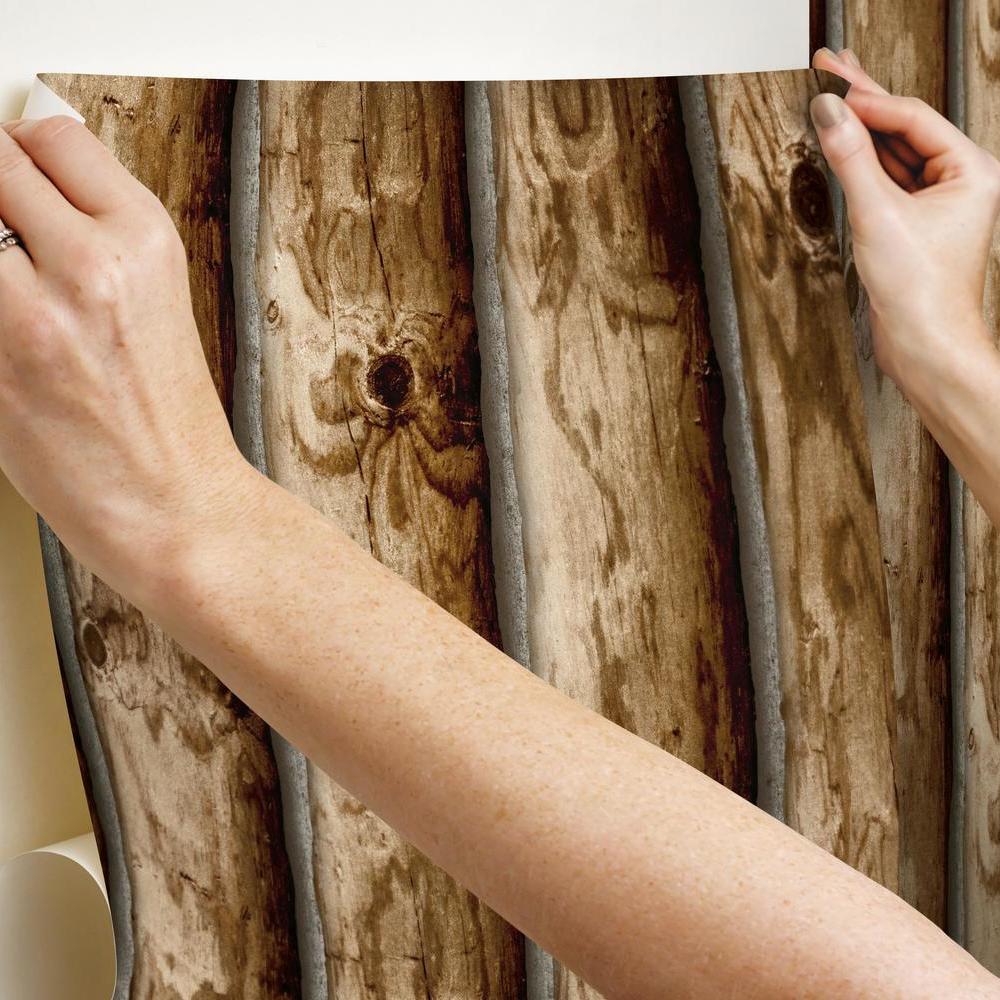 Cabin Logs Peel and Stick Wallpaper Peel and Stick Wallpaper RoomMates   