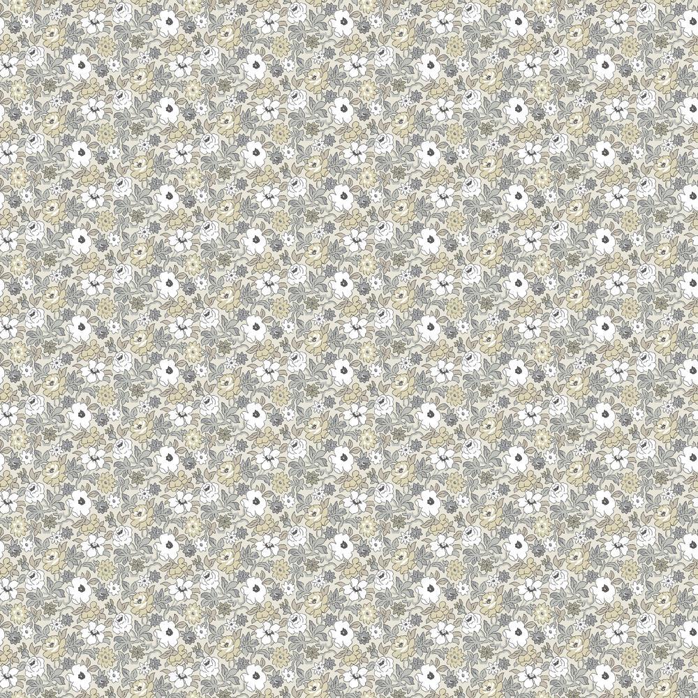 Floral Ditzy Vine Peel and Stick Wallpaper Peel and Stick Wallpaper RoomMates Roll Gray 