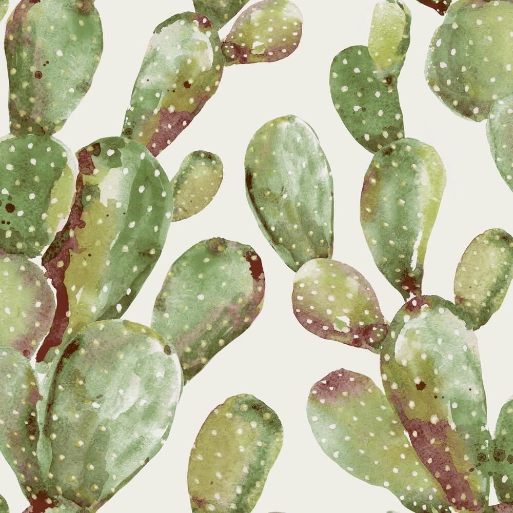 Prickly Pear Cactus Peel and Stick Wallpaper Peel and Stick Wallpaper RoomMates Roll Green 