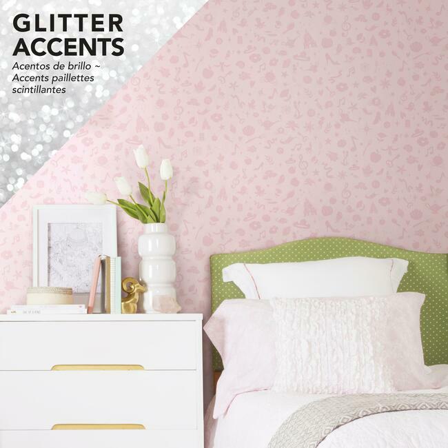 Disney Princess Icons Peel and Stick Wallpaper with Glitter Peel and Stick Wallpaper RoomMates   