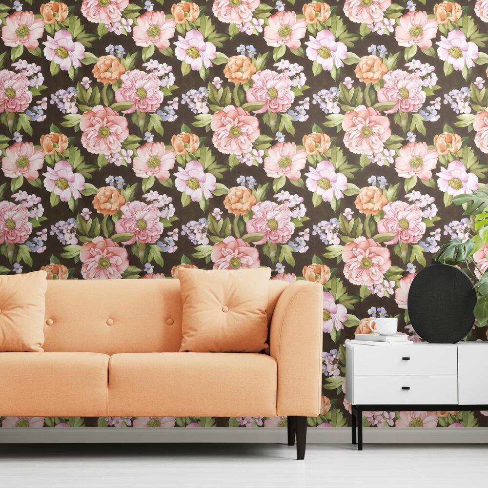 Watercolor Floral Bouquet Peel & Stick Wallpaper Peel and Stick Wallpaper RoomMates   