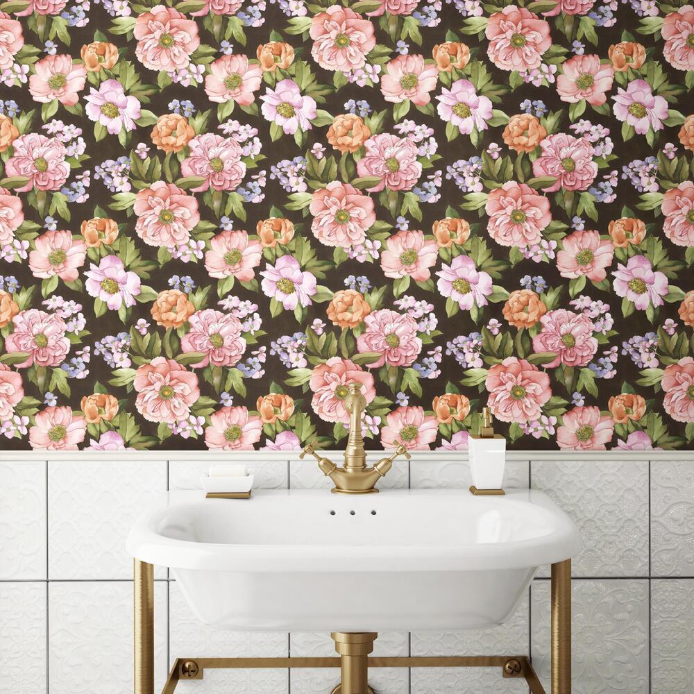 Watercolor Floral Bouquet Peel & Stick Wallpaper Peel and Stick Wallpaper RoomMates   