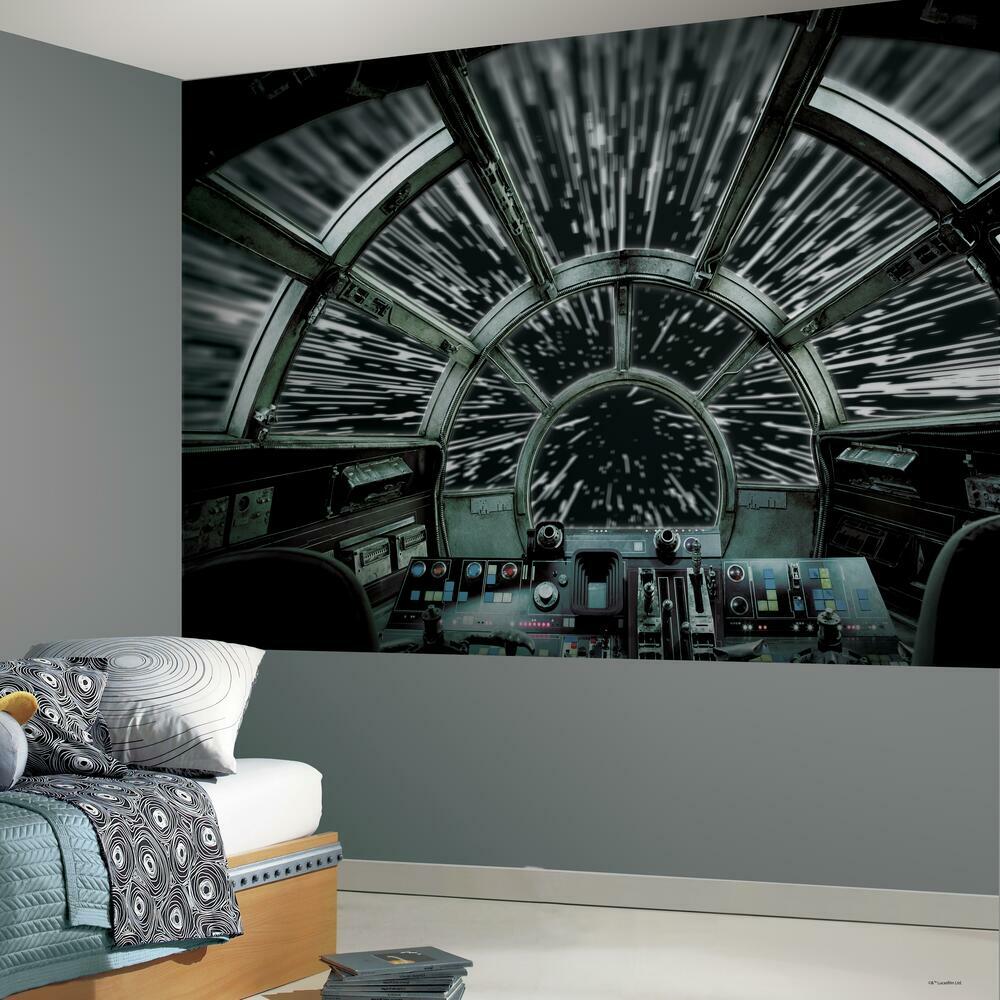 Star Wars Millennium Falcon Peel and Stick Mural Wall Murals RoomMates   