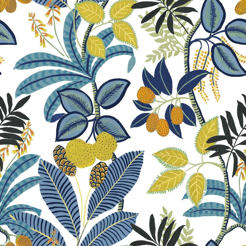 Funky Jungle Peel and Stick Wallpaper Peel and Stick Wallpaper RoomMates Roll Blue 
