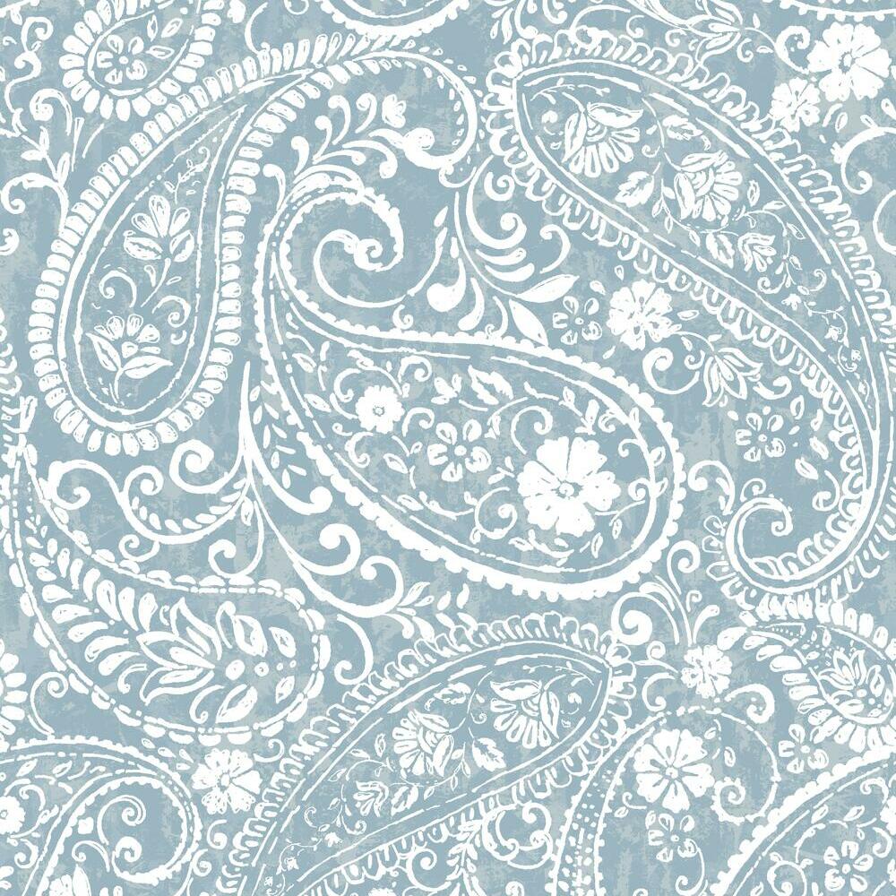 Paisley Prince Peel and Stick Wallpaper Peel and Stick Wallpaper RoomMates Roll Blue 