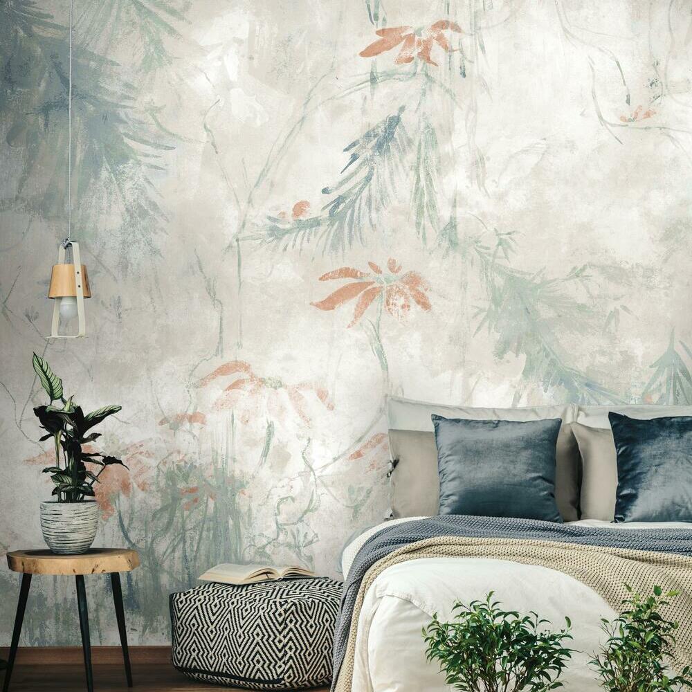 Jungle Lily Peel and Stick Mural Wall Murals RoomMates   