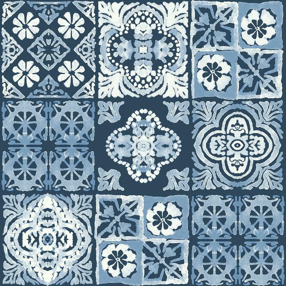 Marrakesh Tile Peel and Stick Wallpaper Peel and Stick Wallpaper RoomMates Roll Blue 