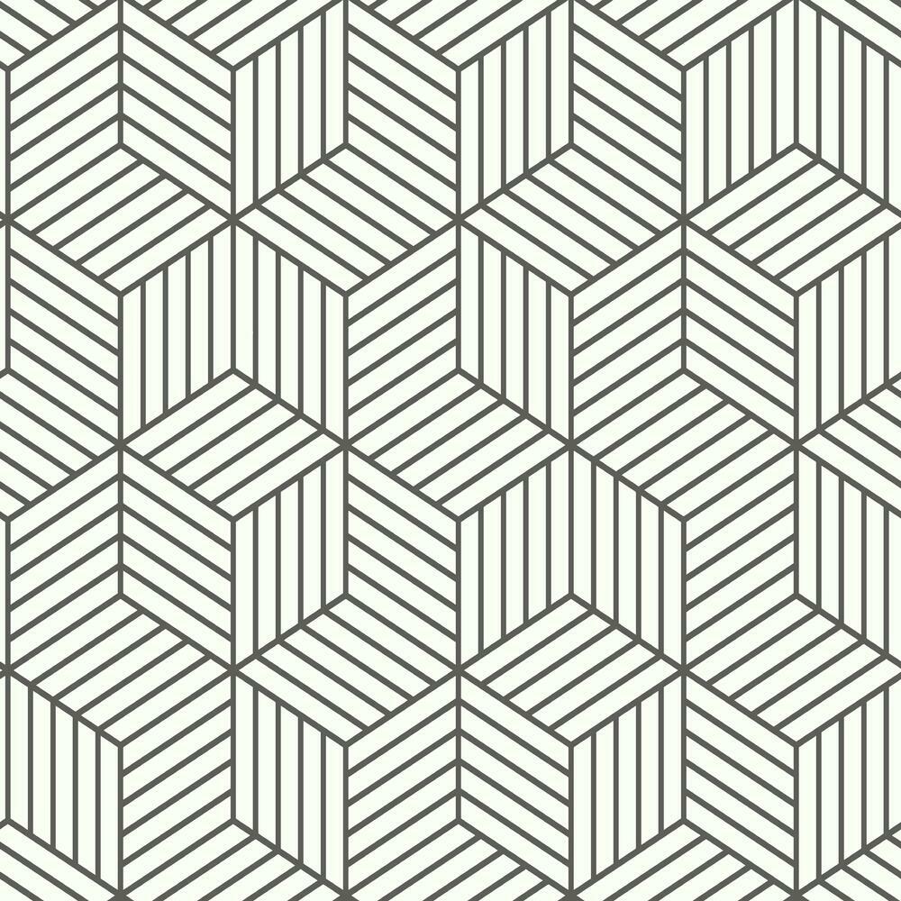 Striped Hexagon Peel and Stick Wallpaper Peel and Stick Wallpaper RoomMates Roll Black 
