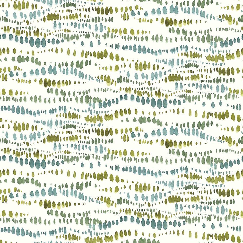 Lisa Audit Dotted Line Peel and Stick Wallpaper Peel and Stick Wallpaper RoomMates Roll Green 