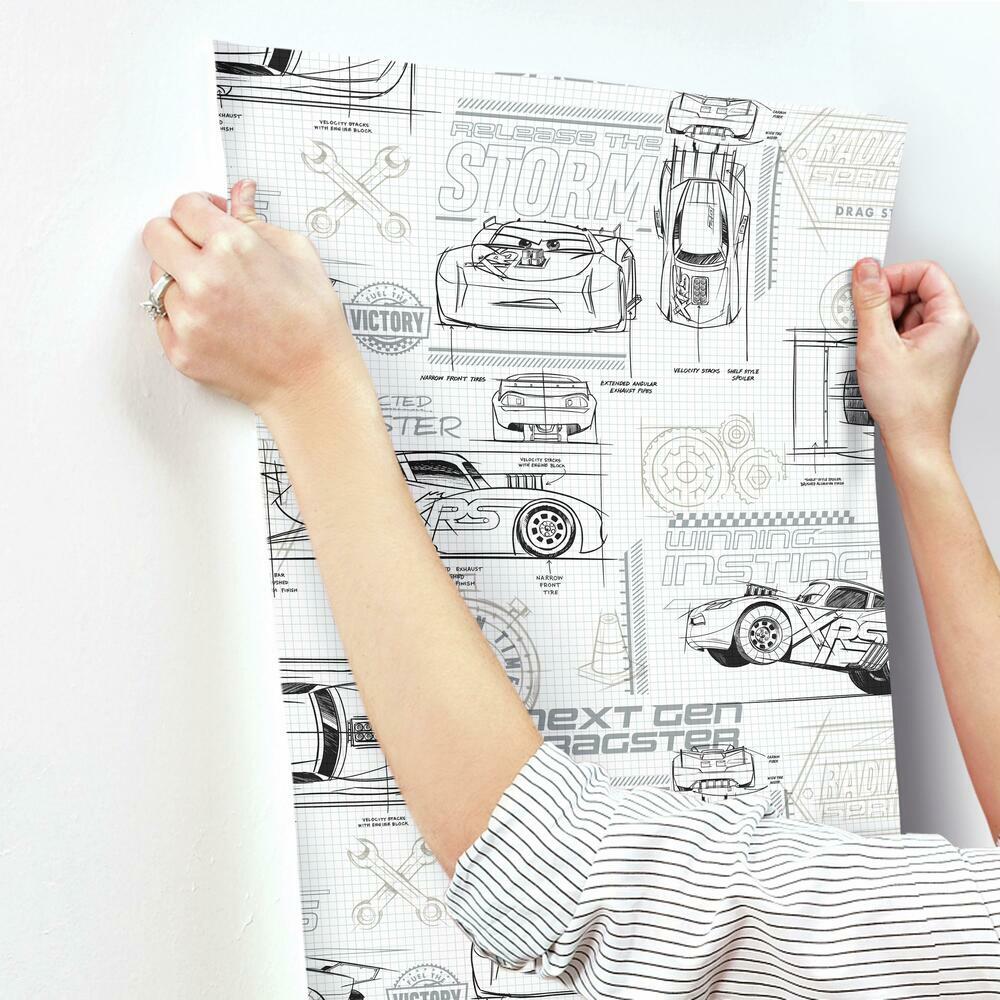 Disney and Pixar Cars Schematic Peel and Stick Wallpaper Peel and Stick Wallpaper RoomMates   