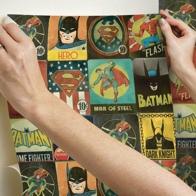 Vintage Justice League Peel And Stick Wallpaper Peel and Stick Wallpaper RoomMates   
