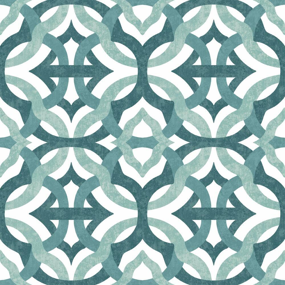 Waverly Tipton Peel and Stick Wallpaper Peel and Stick Wallpaper RoomMates Roll Teal 