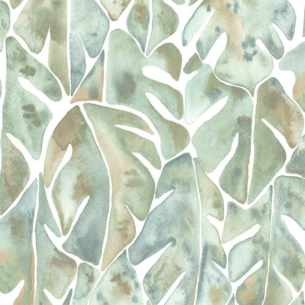 CatCoq Philodendron Peel and Stick Wallpaper Peel and Stick Wallpaper RoomMates Roll Pale Green 