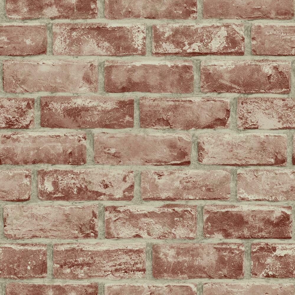 Brick Peel and Stick Wallpaper Peel and Stick Wallpaper RoomMates Roll Light Red 