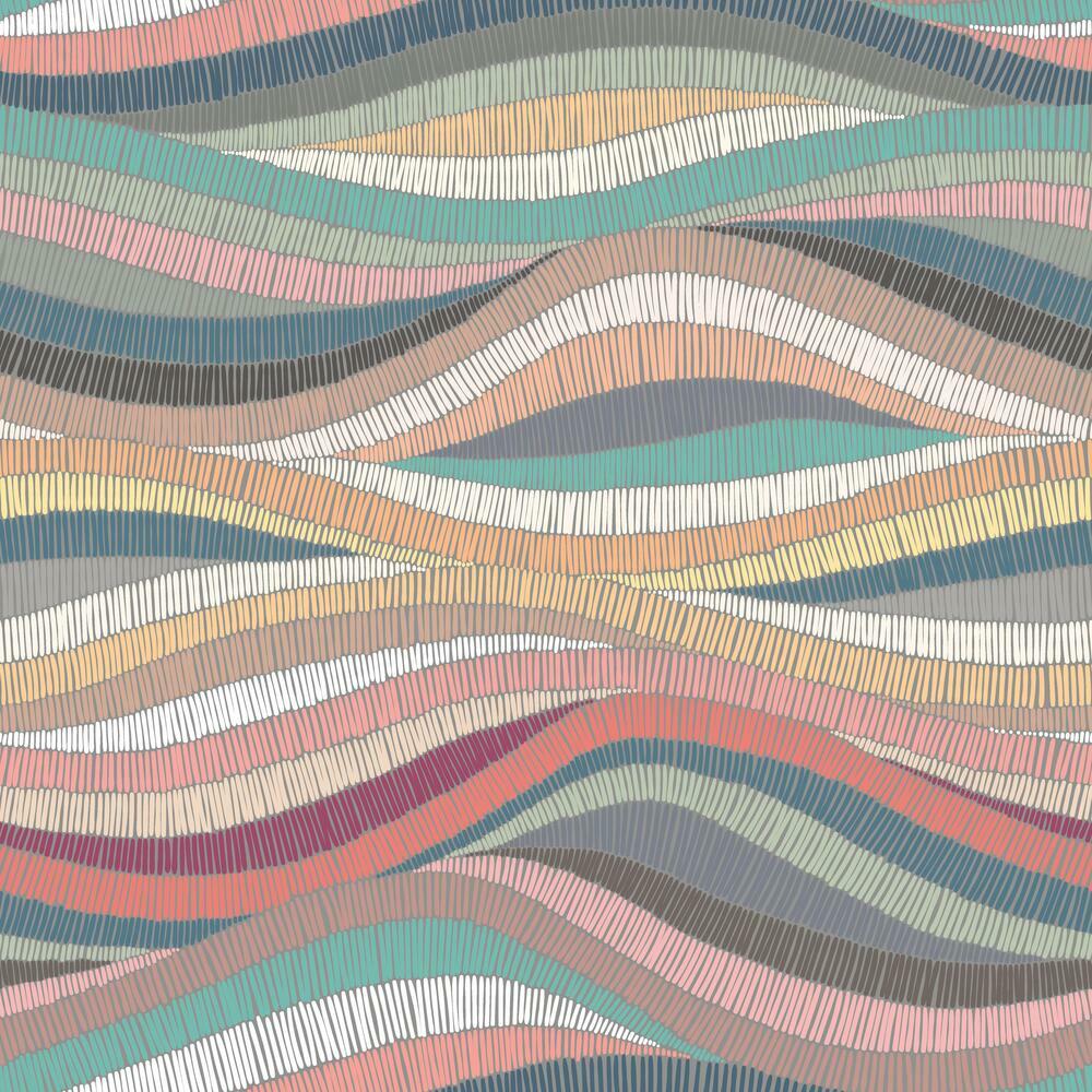 Mosaic Waves Peel and Stick Wallpaper Peel and Stick Wallpaper RoomMates Roll Pink 