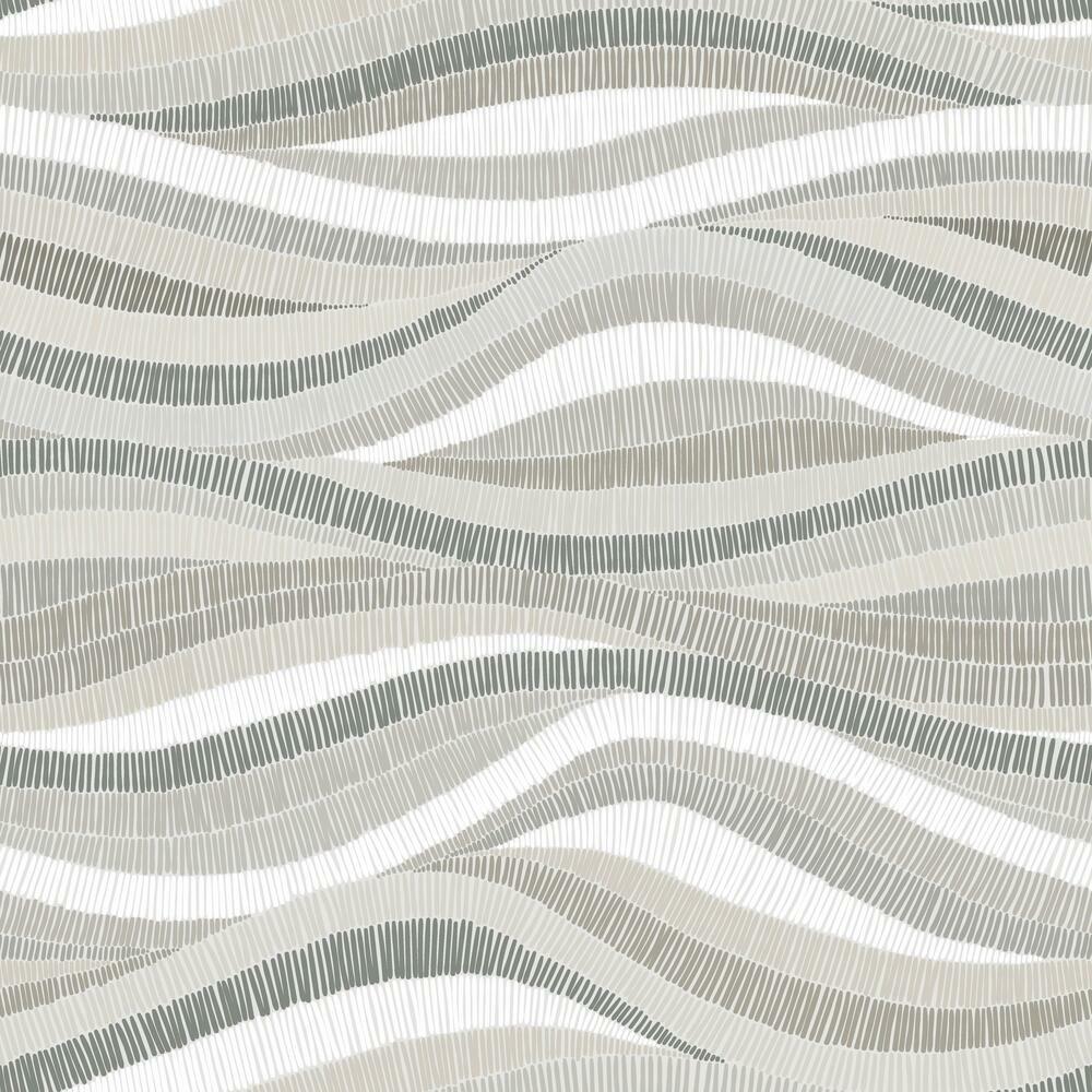 Mosaic Waves Peel and Stick Wallpaper Peel and Stick Wallpaper RoomMates Roll Taupe 