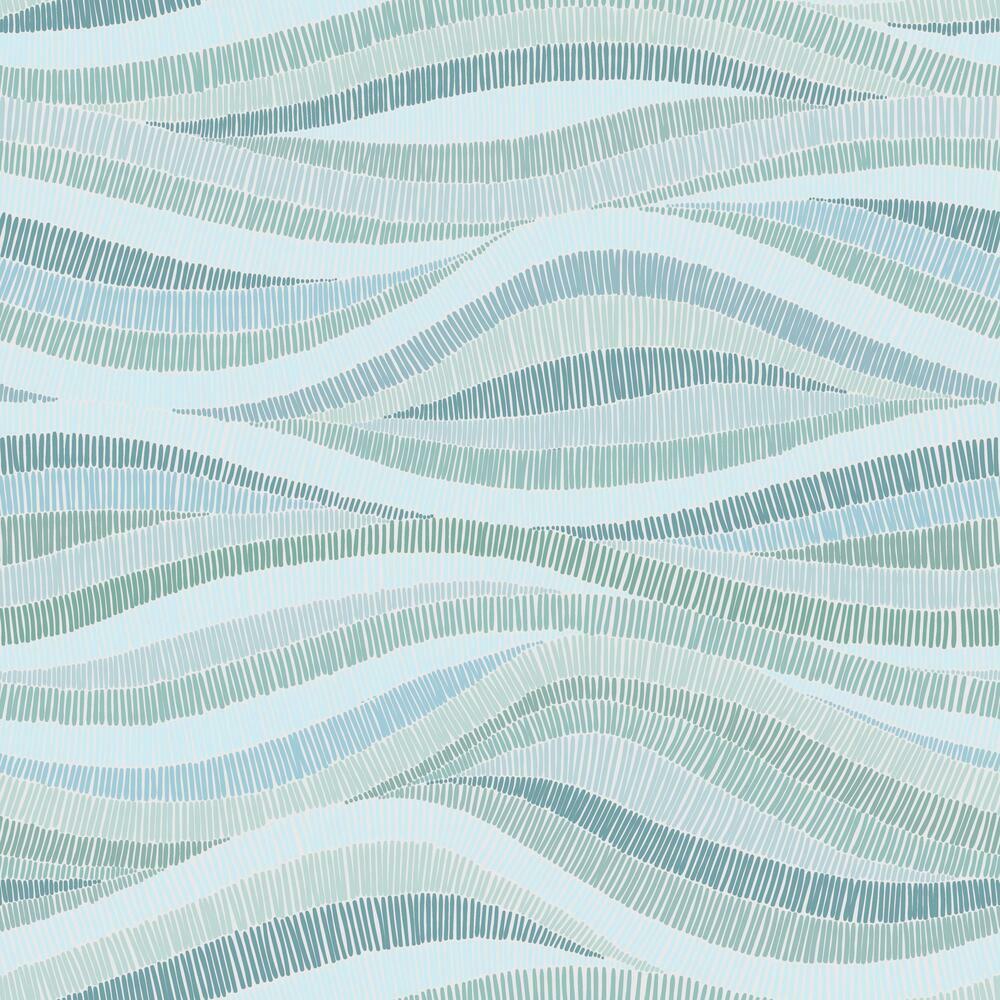 Mosaic Waves Peel and Stick Wallpaper Peel and Stick Wallpaper RoomMates Roll Blue 