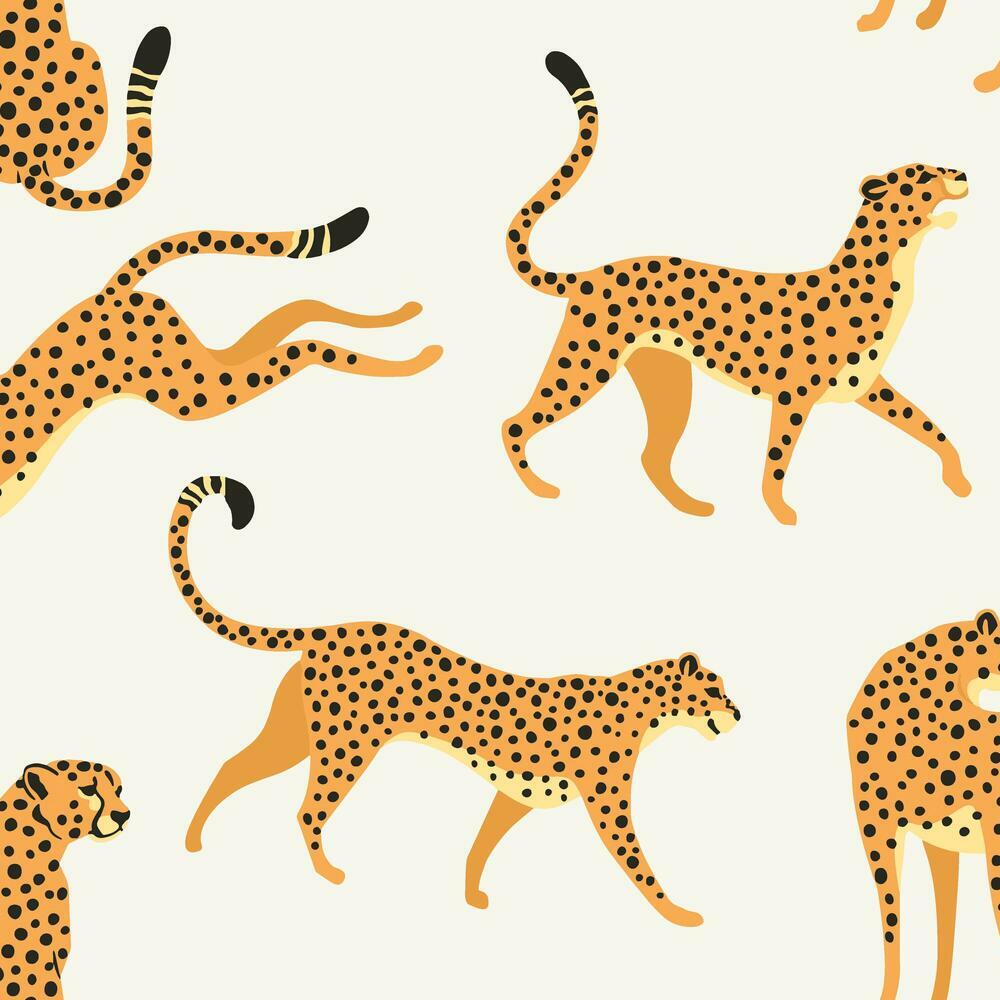 Cheetah Cheetah Peel and Stick Wallpaper Peel and Stick Wallpaper RoomMates Roll White 
