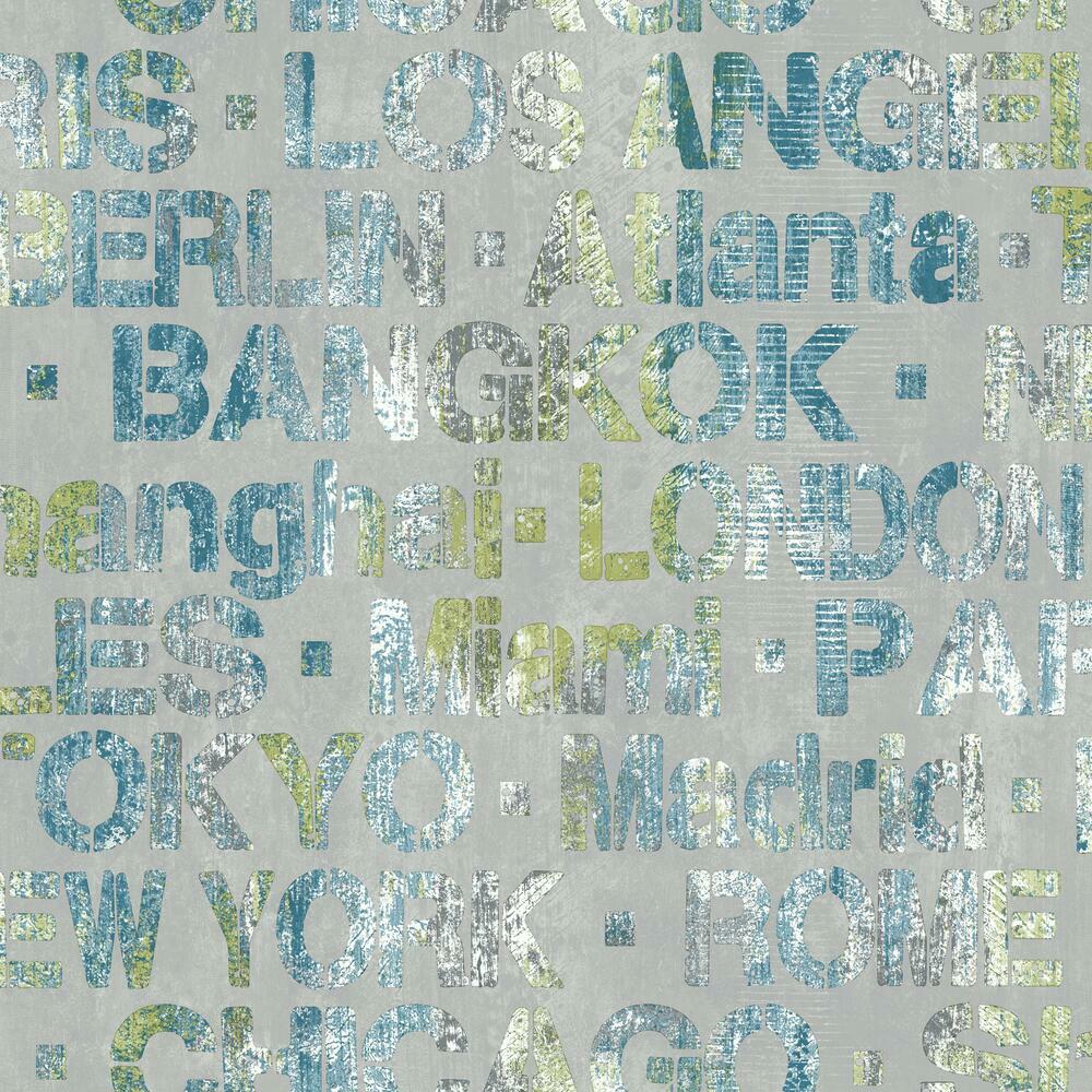 Cities of the World Peel and Stick Wallpaper Peel and Stick Wallpaper RoomMates Roll Blue 