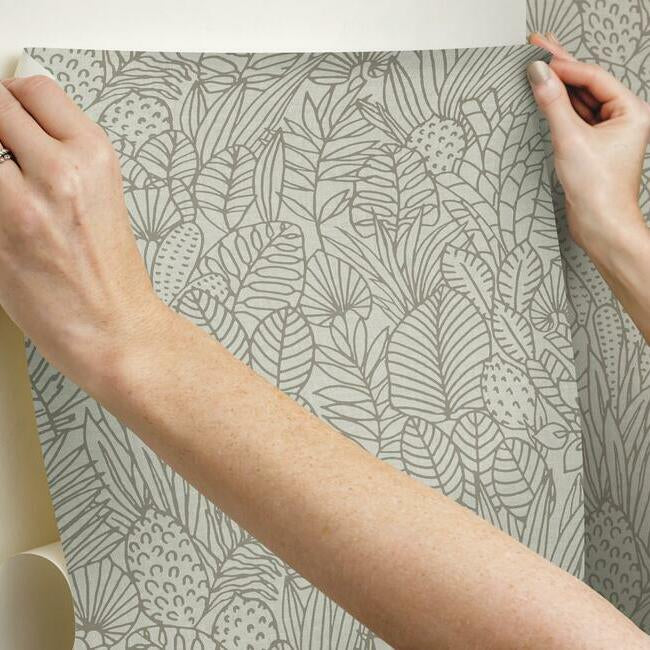 Tropical Leaves Sketch Peel and Stick Wallpaper Peel and Stick Wallpaper RoomMates   