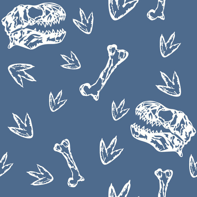 Dinosaur Bones Peel & Stick Wallpaper Peel and Stick Wallpaper RoomMates Roll Blue 