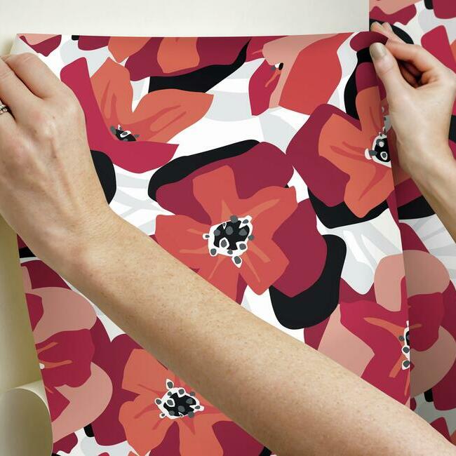 Jane Dixon Poppy Punch Peel & Stick Wallpaper Peel and Stick Wallpaper RoomMates   
