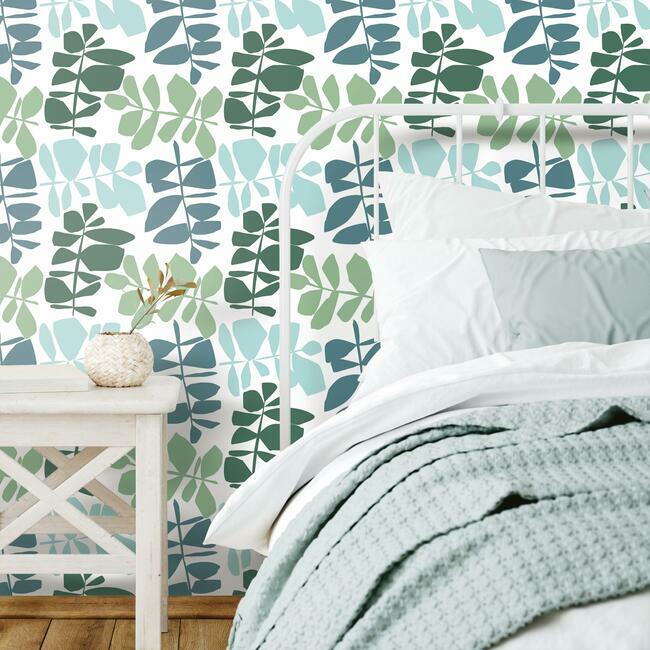 Jane Dixon Leaf Sprigs Peel and Stick Wallpaper Peel and Stick Wallpaper RoomMates   