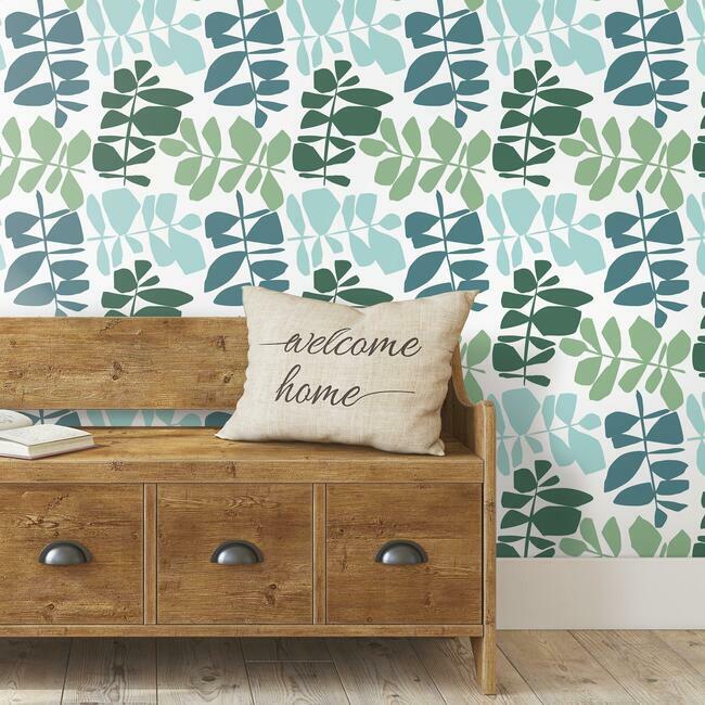 Jane Dixon Leaf Sprigs Peel and Stick Wallpaper Peel and Stick Wallpaper RoomMates   