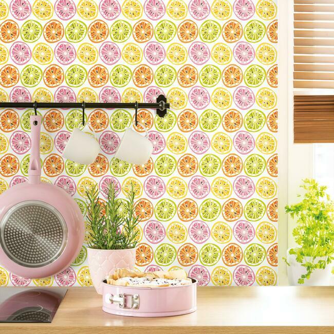 Jane Dixon Citrus Sweet Peel & Stick Wallpaper Peel and Stick Wallpaper RoomMates   