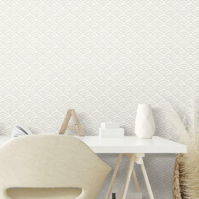 Jane Dixon Coastal Scallop Peel & Stick Wallpaper Peel and Stick Wallpaper RoomMates   