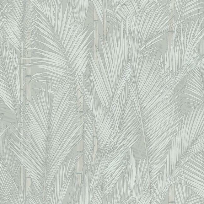 Swaying Fronds Peel & Stick Wallpaper Peel and Stick Wallpaper RoomMates Roll Grey 