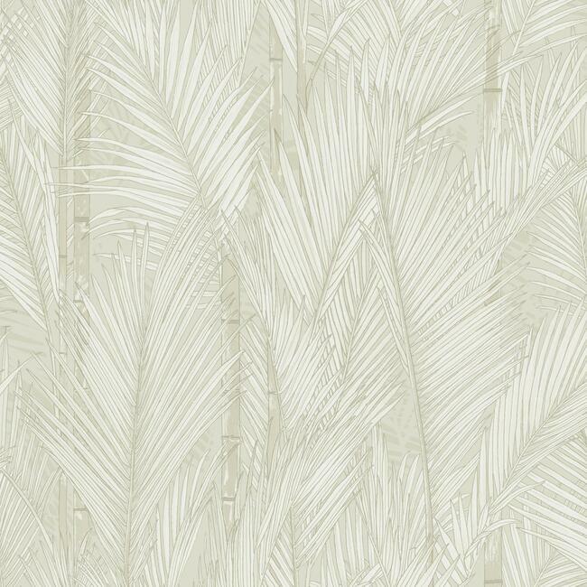 Swaying Fronds Peel & Stick Wallpaper Peel and Stick Wallpaper RoomMates Roll Taupe 