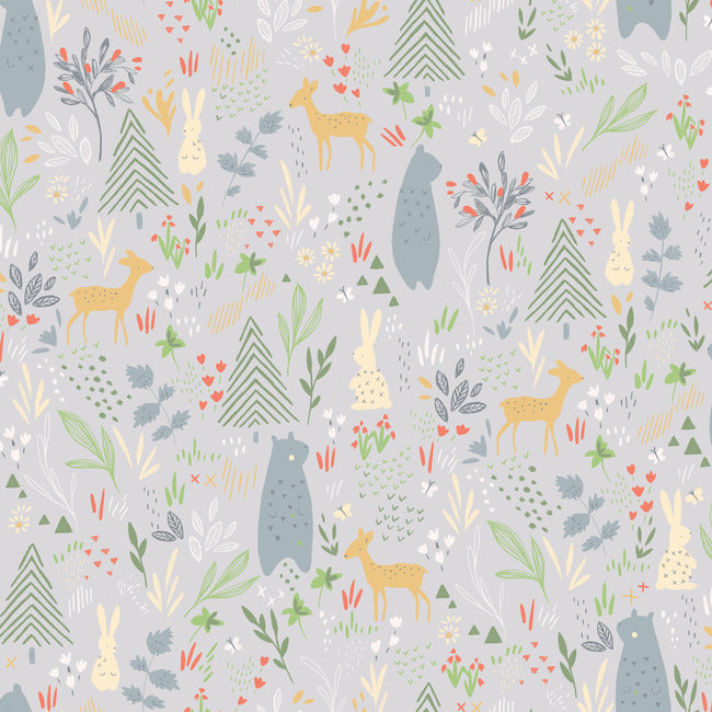 Spring Forest Pals Peel & Stick Wallpaper Peel and Stick Wallpaper RoomMates Roll Red 