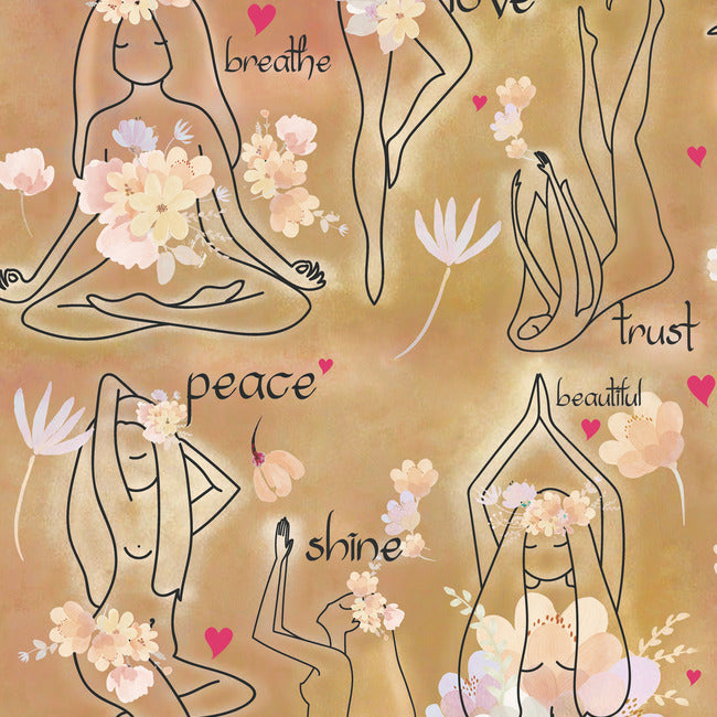 Yoga Goddesses Peel And Stick Wallpaper Peel and Stick Wallpaper RoomMates Roll Brown 