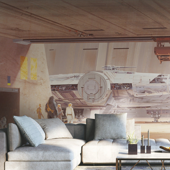 Ralph Mcquarrie's Star Wars Docking Bay Millennium Falcon Peel & Stick Wallpaper Mural Wall Murals RoomMates   
