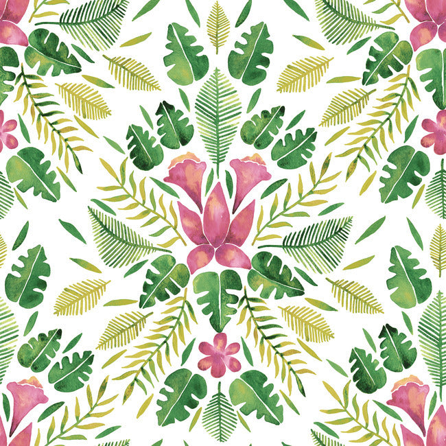 Cat Coquillette Tropical Peel & Stick Wallpaper Peel and Stick Wallpaper RoomMates Roll Green 