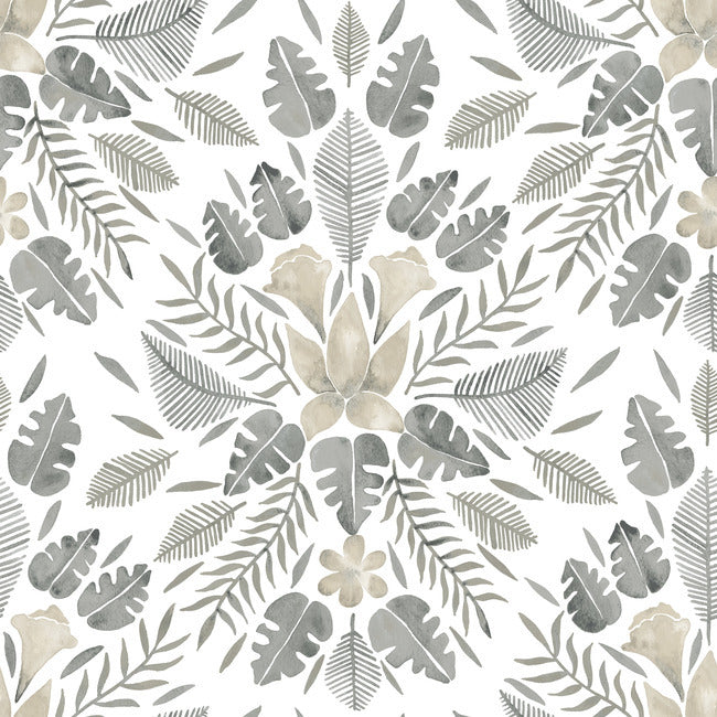 Cat Coquillette Tropical Peel & Stick Wallpaper Peel and Stick Wallpaper RoomMates Roll Grey 
