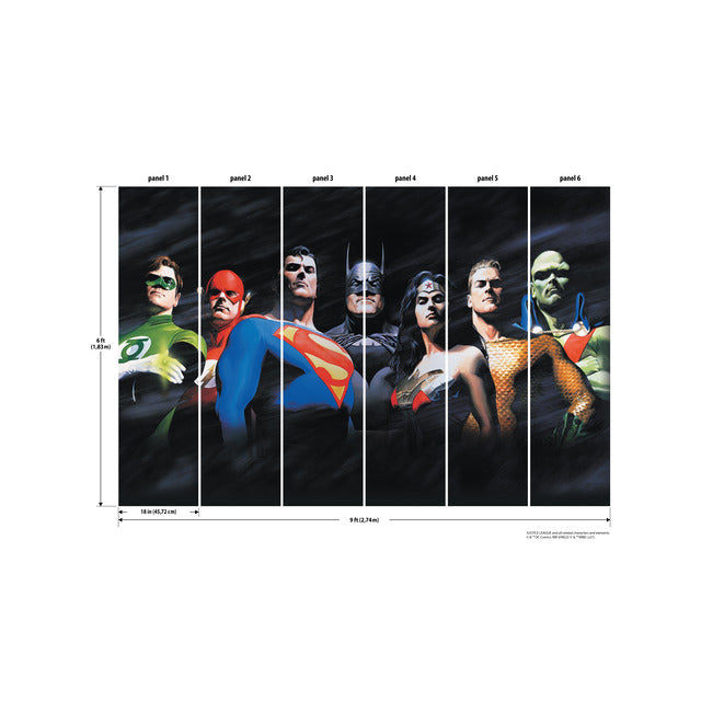Alex Ross - Justice League Peel & Stick Wallpaper Mural Wall Murals RoomMates   