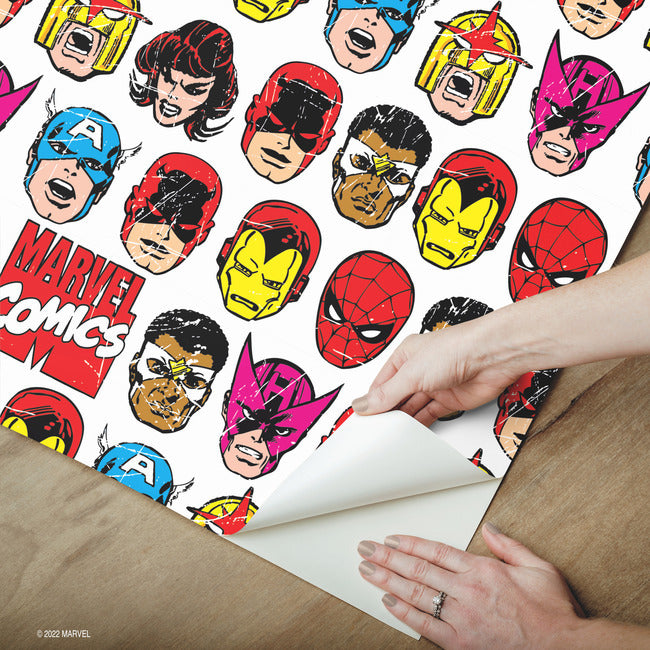 Marvel Comics Classic Faces Peel & Stick Wallpaper Peel and Stick Wallpaper RoomMates   