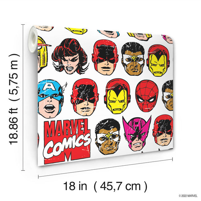 Marvel Comics Classic Faces Peel & Stick Wallpaper Peel and Stick Wallpaper RoomMates   