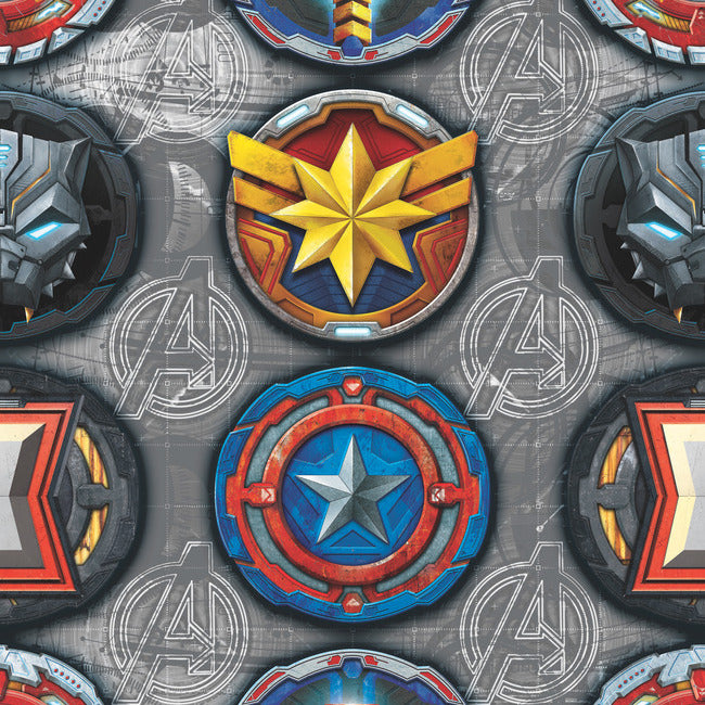 Avengers Emblems Peel & Stick Wallpaper Peel and Stick Wallpaper RoomMates Roll Red 