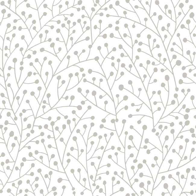 Cat Coquillette Berry Branches Peel & Stick Wallpaper Peel and Stick Wallpaper RoomMates Roll Taupe 