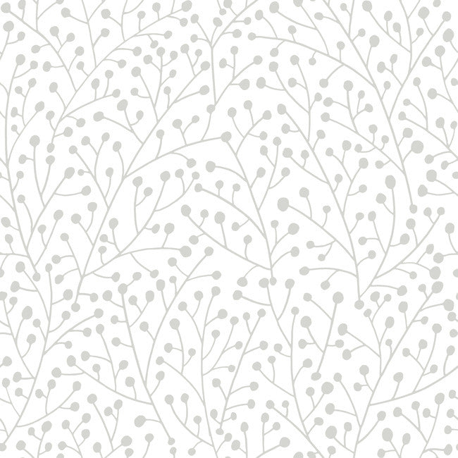 Cat Coquillette Berry Branches Peel & Stick Wallpaper Peel and Stick Wallpaper RoomMates Roll Grey 