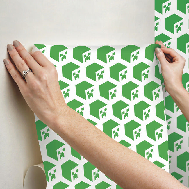 Minecraft Creeper Face Peel & Stick Wallpaper Peel and Stick Wallpaper RoomMates   