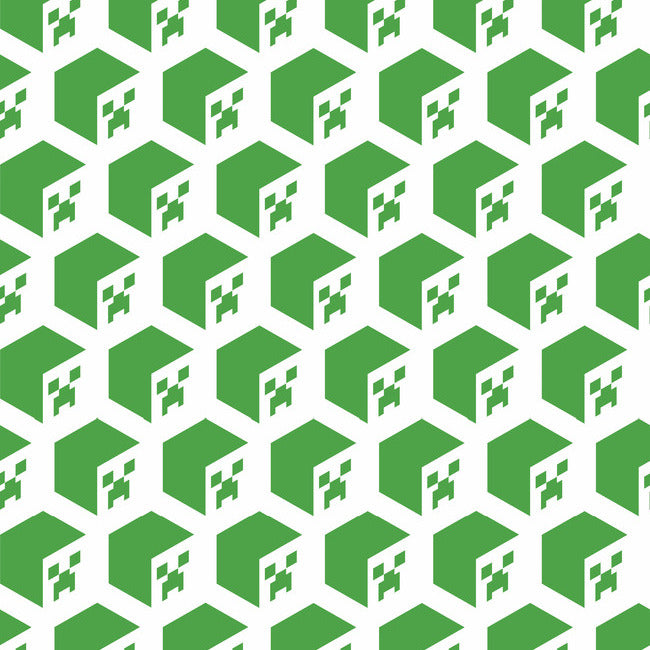 Minecraft Creeper Face Peel & Stick Wallpaper Peel and Stick Wallpaper RoomMates Roll Green 