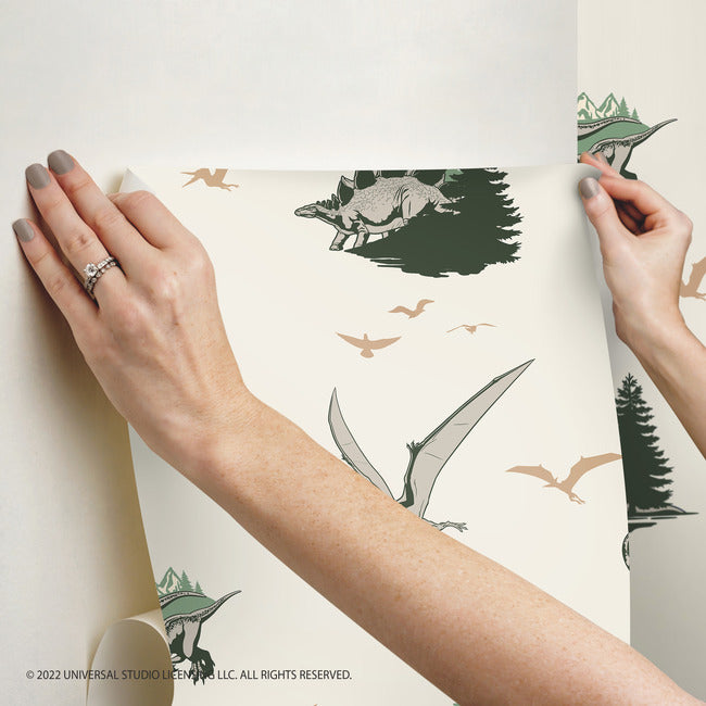 Jurassic World: Dominion Vintage Dinosaurs Peel And Stick Wallpaper Peel and Stick Wallpaper RoomMates   