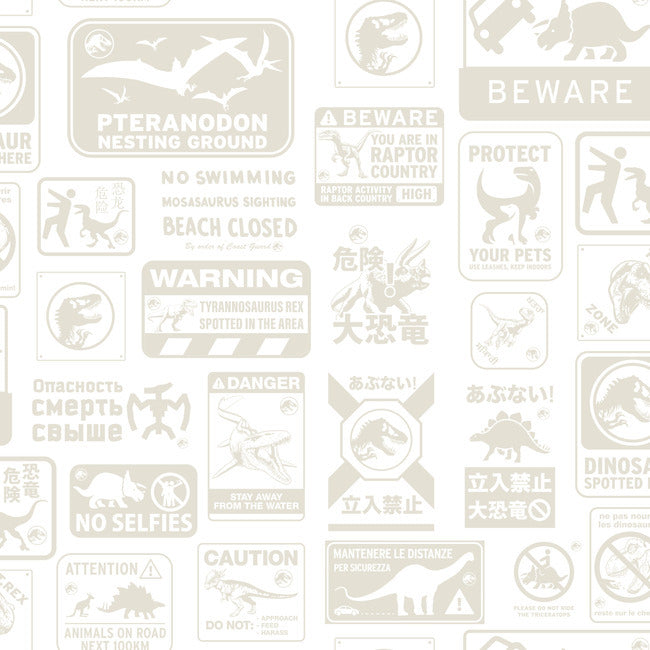 Jurassic World: Dominion Signs Peel And Stick Wallpaper Peel and Stick Wallpaper RoomMates Roll Beige 