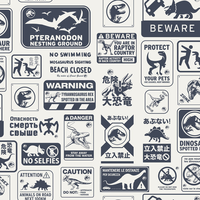 Jurassic World: Dominion Signs Peel And Stick Wallpaper Peel and Stick Wallpaper RoomMates Roll Blue 