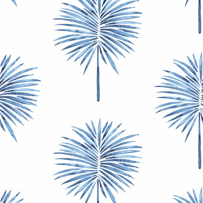 Cat Coquillette Fun Fronds Peel & Stick Wallpaper Peel and Stick Wallpaper RoomMates Roll Electric Blue 