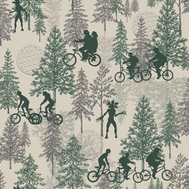 Netflix Stranger Things Hawkins Woods Wallpaper Peel and Stick Wallpaper RoomMates Decor Roll Taupe/Green 